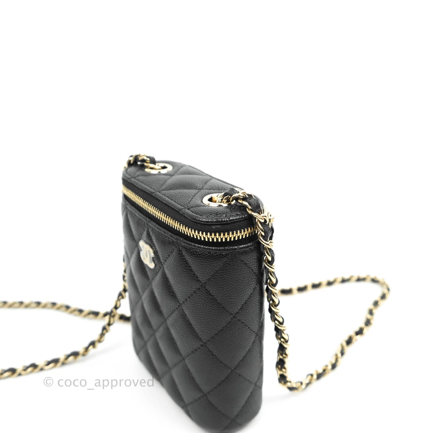 Chanel Classic Mini Vanity With Chain Black Caviar Gold Hardware