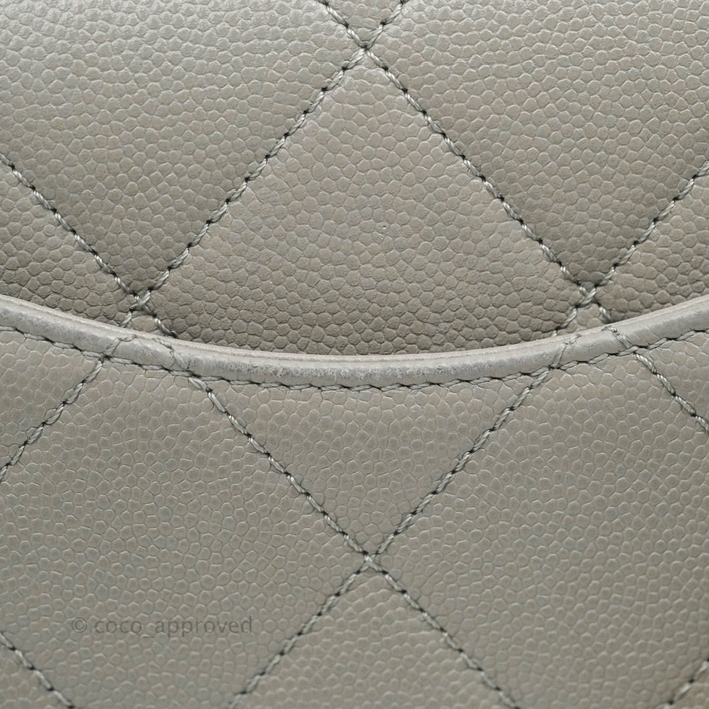 Chanel Flat Quilted Mini Flap Bag Grey Caviar Aged Gold Hardware 21B