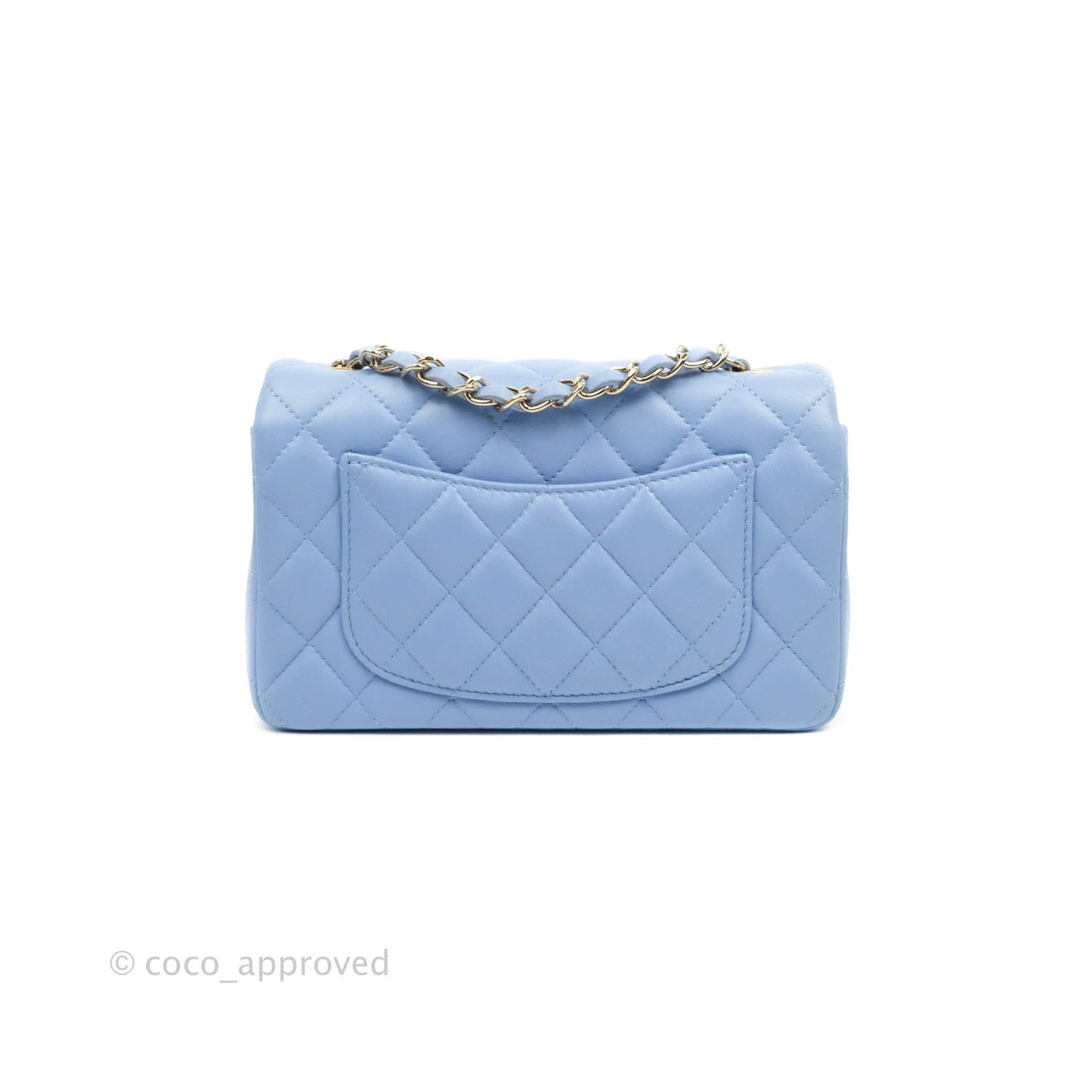 Chanel Classic Mini Rectangular Flap Blue Sky Lambskin Gold Hardware 21C