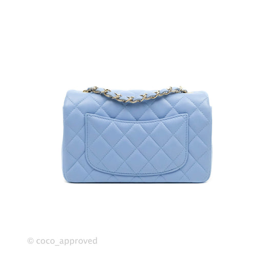Chanel Classic Mini Rectangular Flap Blue Sky Lambskin Gold Hardware 21C