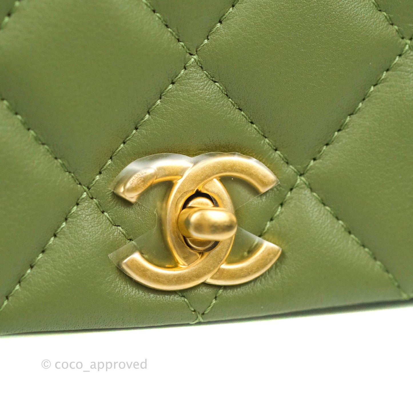 Chanel Clutch with Chain Olive Green Calfskin Aged Gold Hardware