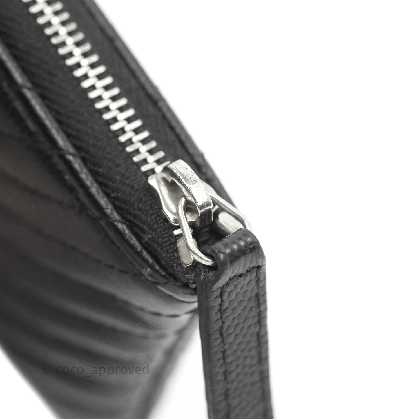 Chanel Chevron Mini O Case Black Caviar Silver Hardware