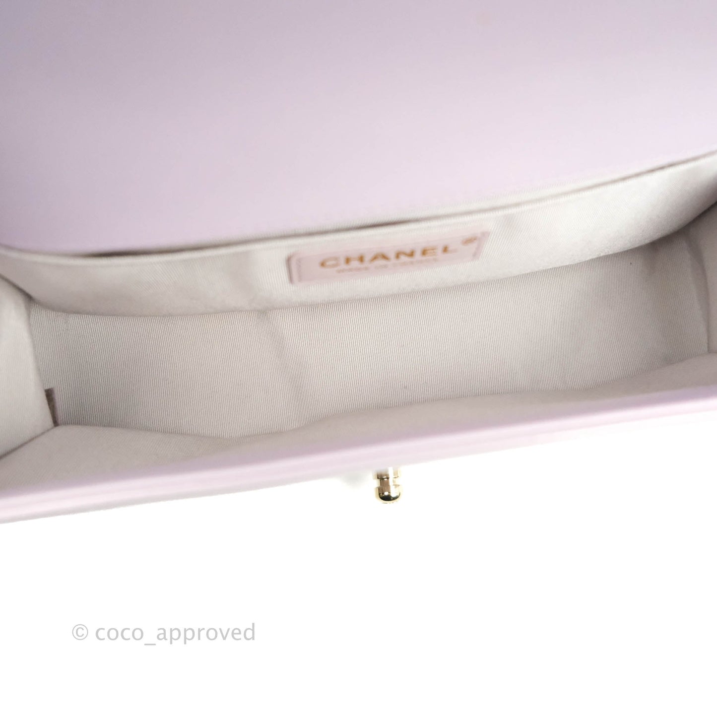 Chanel Quilted Medium Boy Iridescent Lilac Calfskin Light Gold Hardware