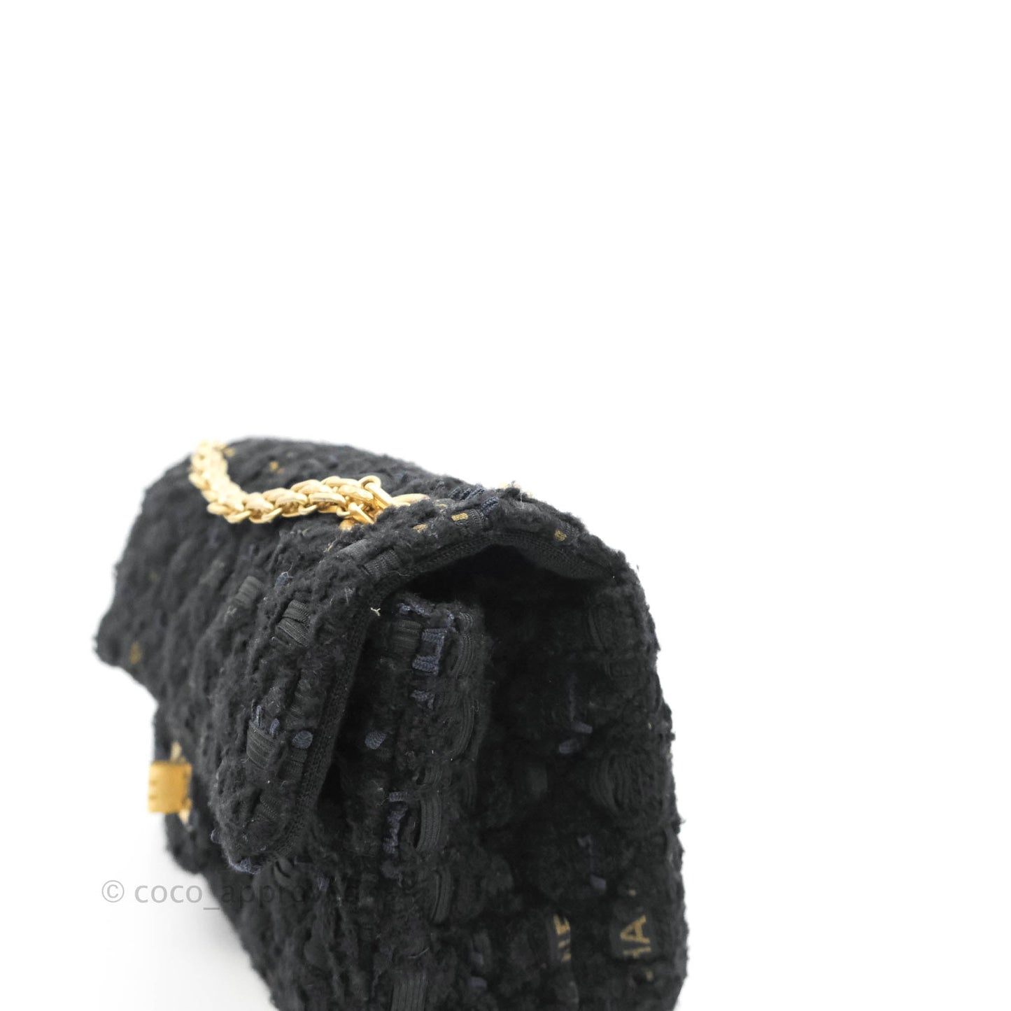 Chanel Mini Reissue 224 Tweed Black Aged Gold Hardware