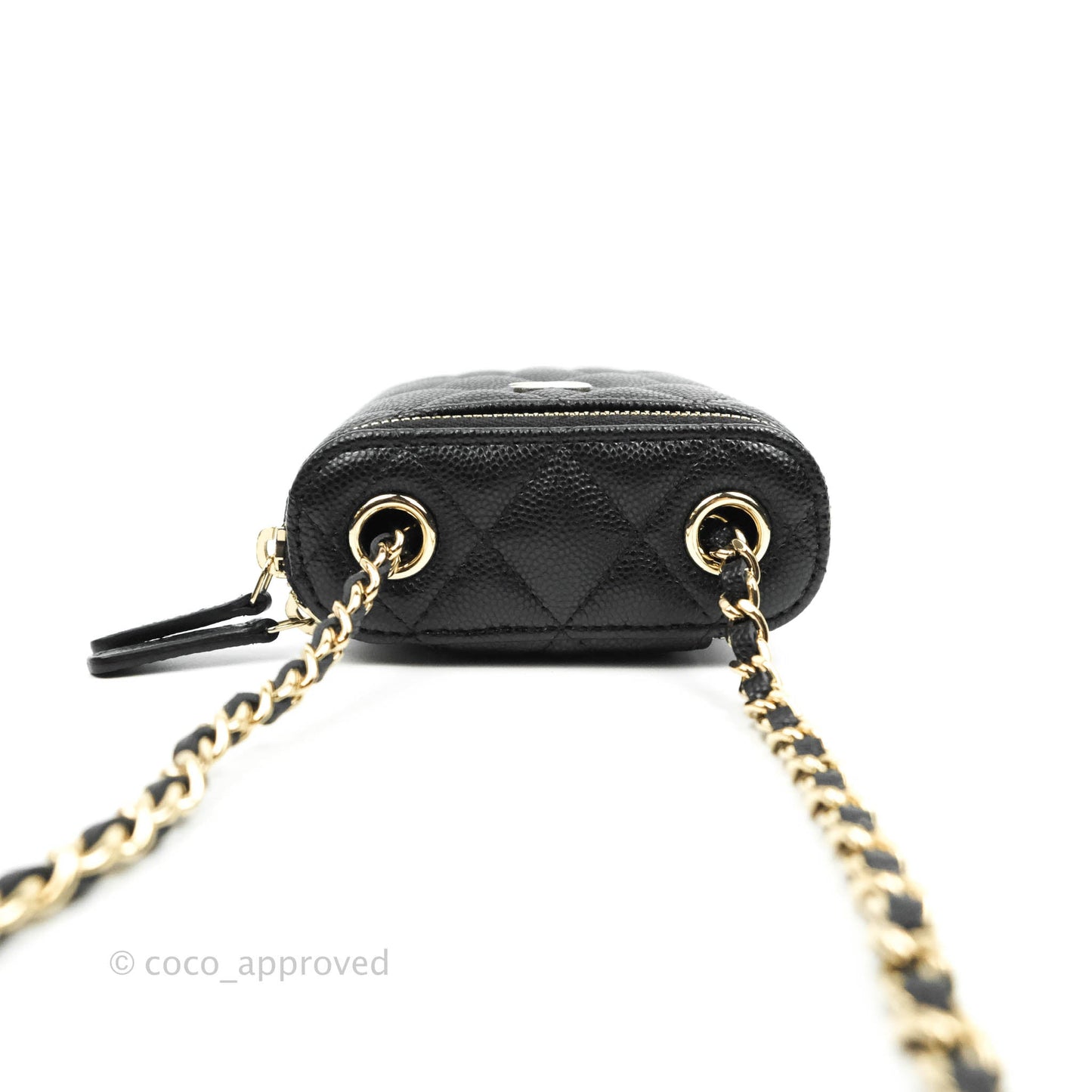 Chanel Classic Mini Vanity With Chain Black Caviar Gold Hardware