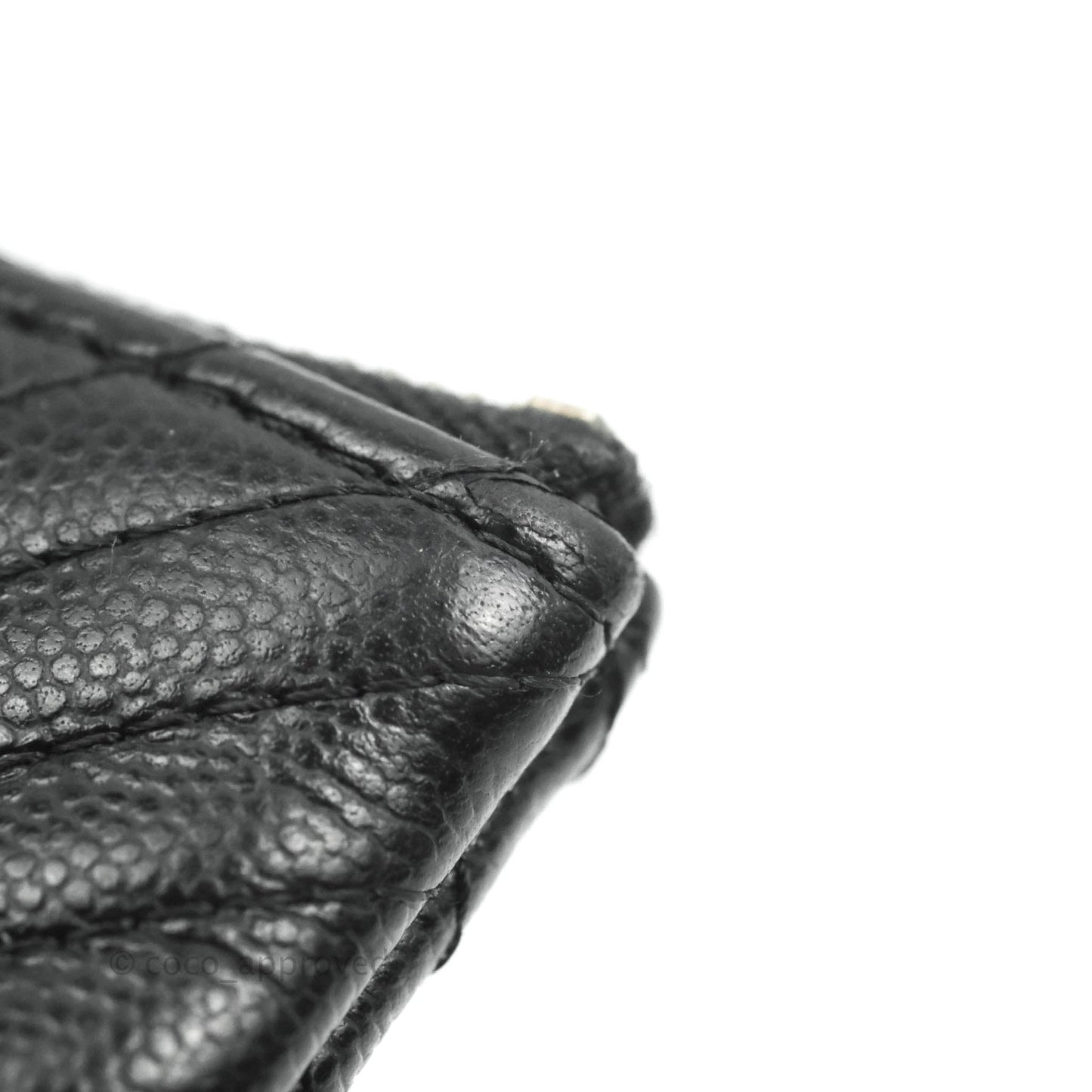 Chanel Chevron Mini O Case Black Caviar Silver Hardware