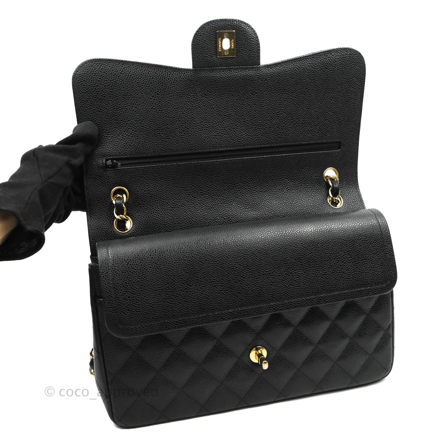 Chanel Jumbo Double Flap Black Caviar Gold Hardware⁣⁣