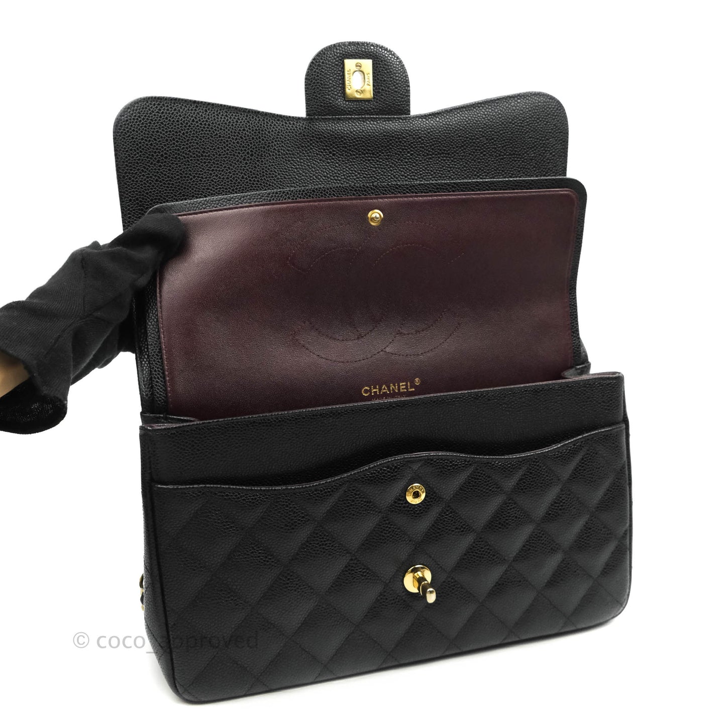 Chanel Jumbo Double Flap Black Caviar Gold Hardware⁣⁣