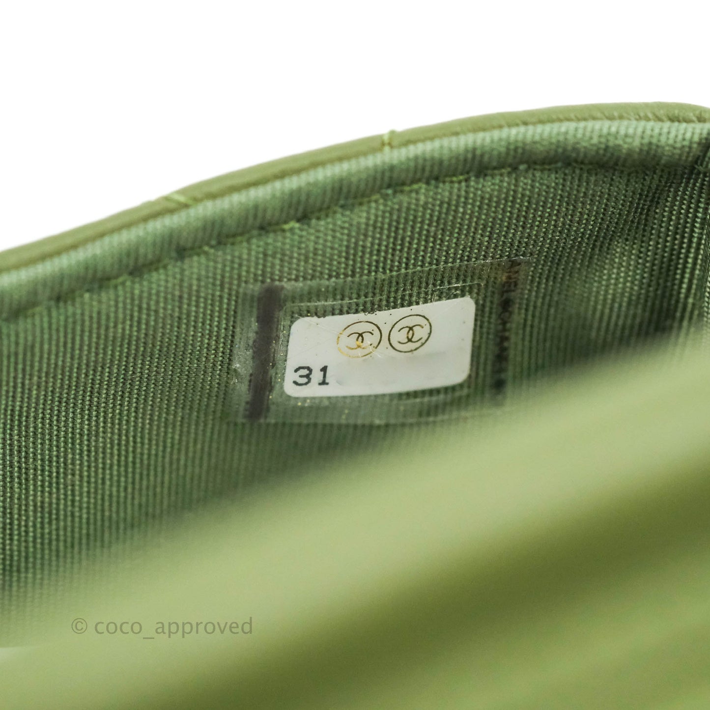 Chanel Clutch with Chain Olive Green Calfskin Aged Gold Hardware