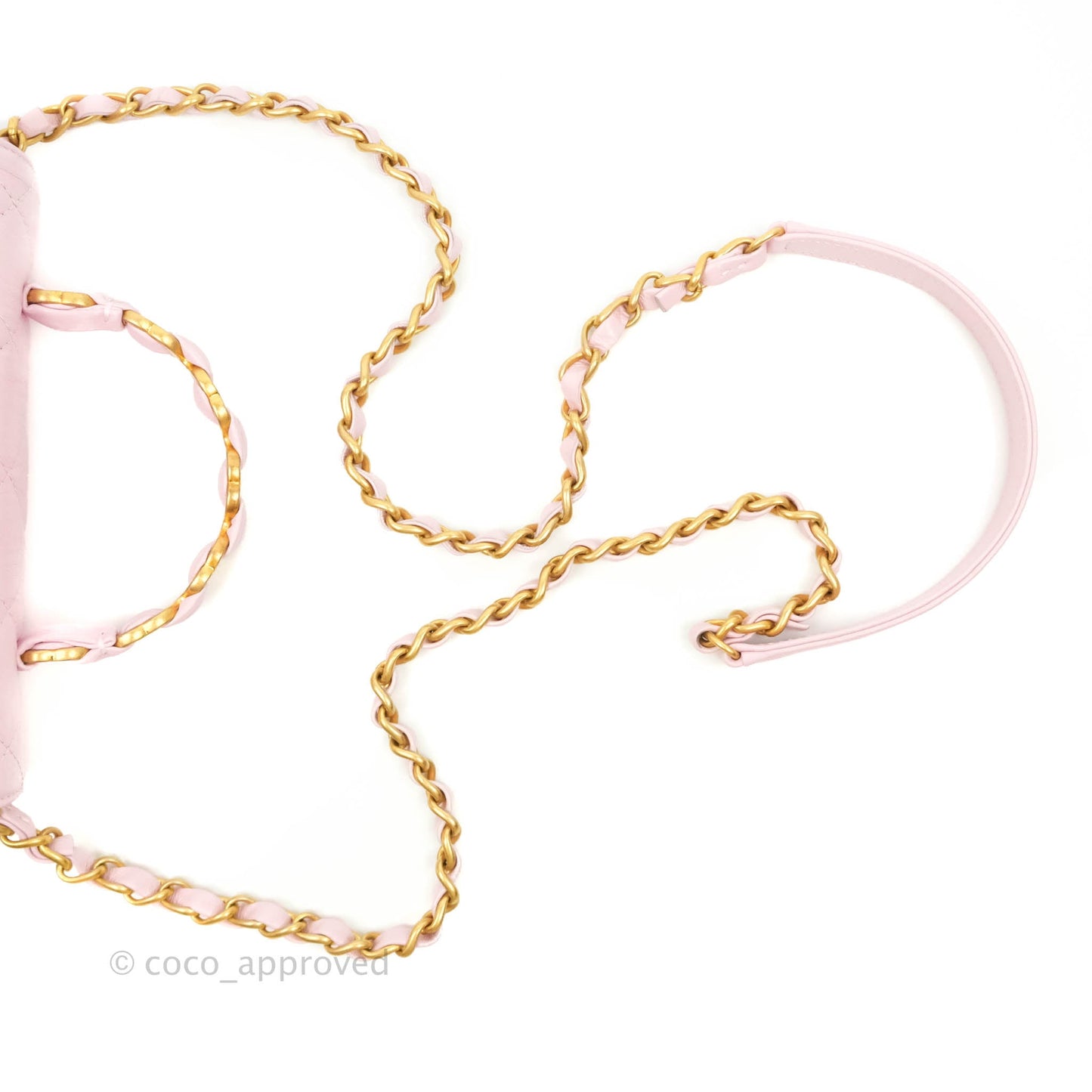 Chanel Mini Flap Bag with Top Handle Pink Crumpled Lambskin Aged Gold Hardware