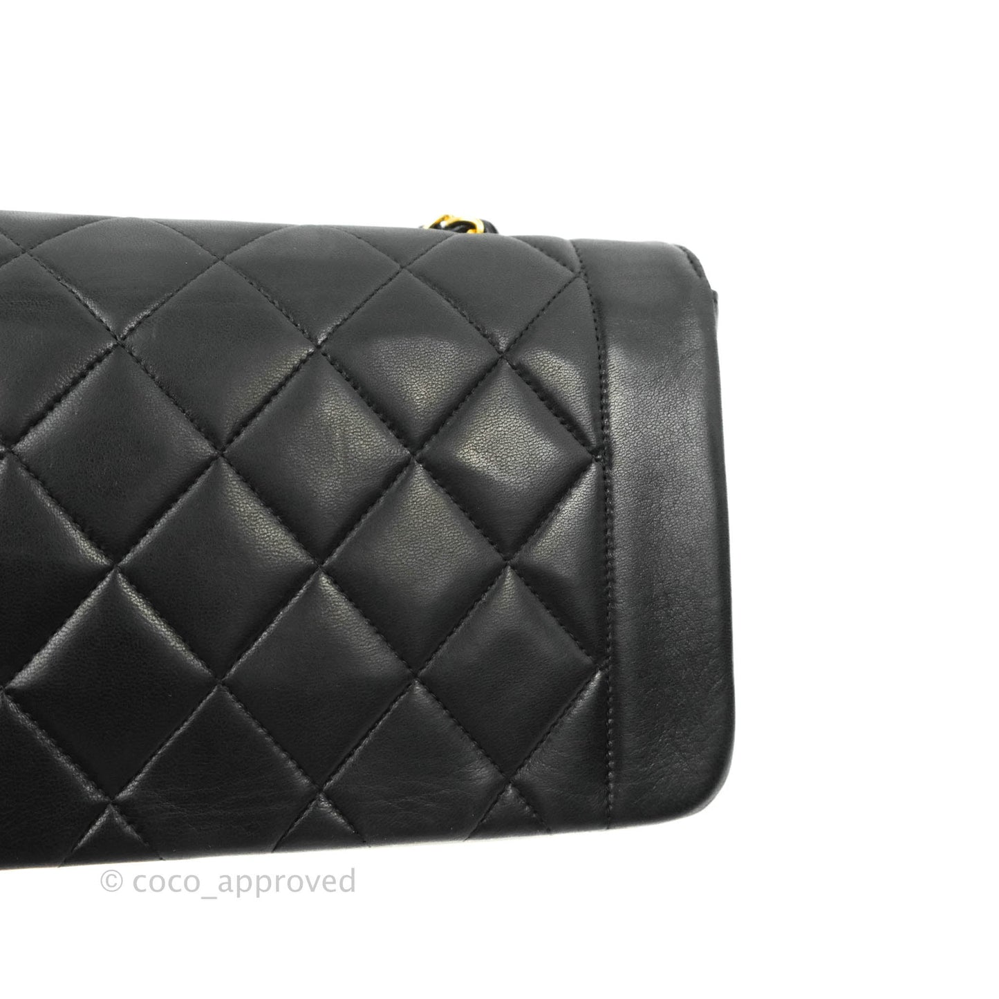Chanel Vintage Small Quilted Classic Diana Flap Bag Black Lambskin 24K Gold Hardware