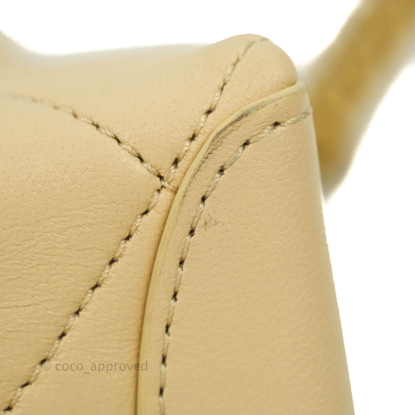 Chanel Top Handle Flap Bag Light Beige Lambskin Aged Gold Hardware