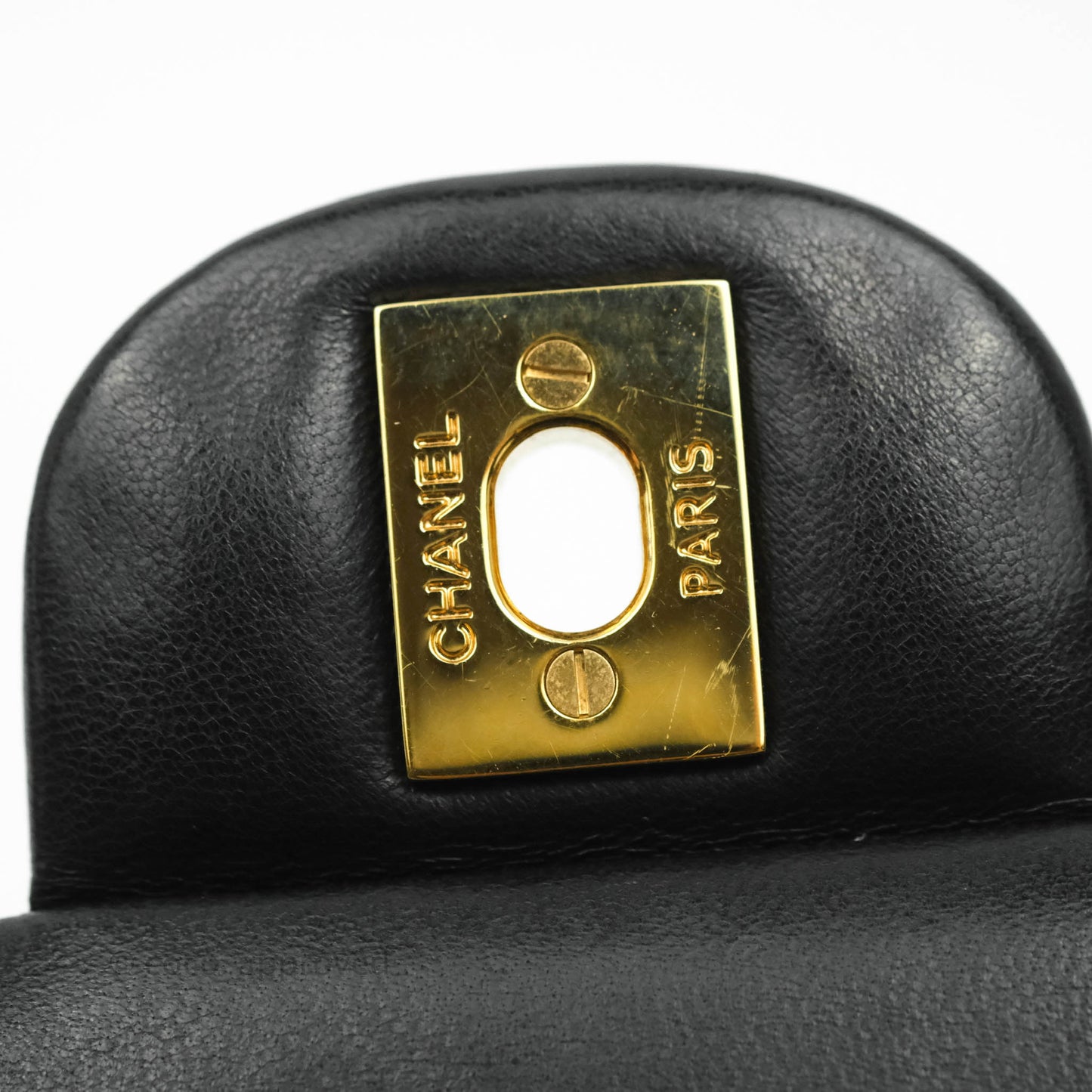 Chanel Classic M/L Medium Double Flap Black Lambskin Gold Hardware