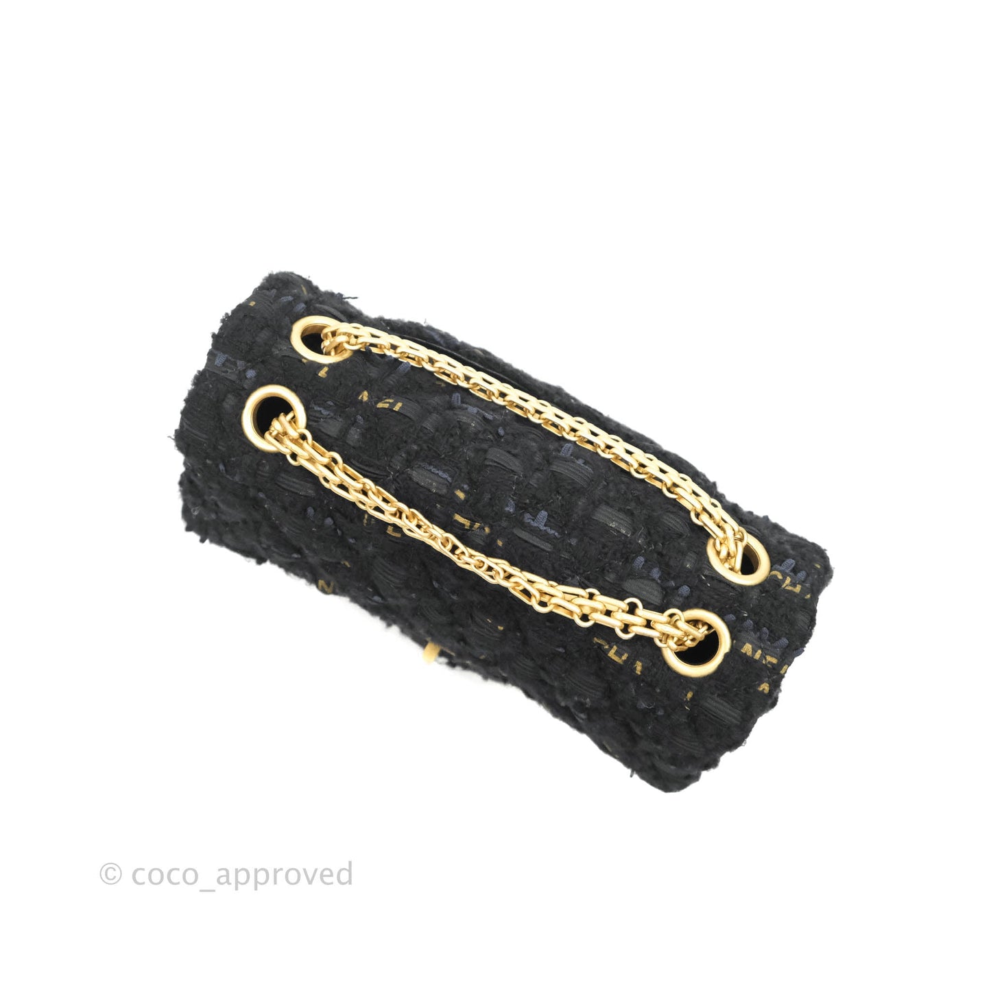 Chanel Mini Reissue 224 Tweed Black Aged Gold Hardware