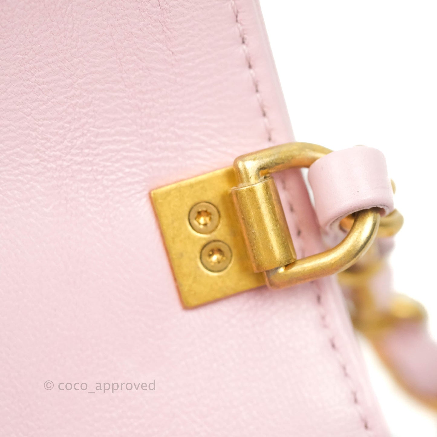 Chanel Mini Flap Bag with Top Handle Pink Crumpled Lambskin Aged Gold Hardware