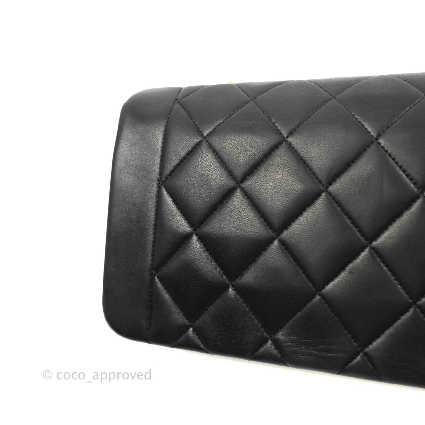 Chanel Vintage Small Quilted Classic Diana Flap Bag Black Lambskin 24K Gold Hardware