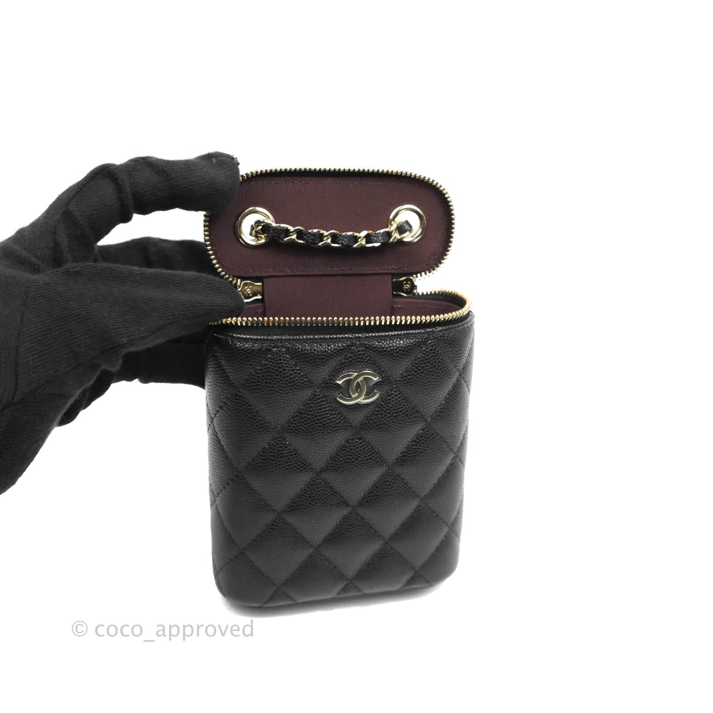 Chanel Classic Mini Vanity With Chain Black Caviar Gold Hardware