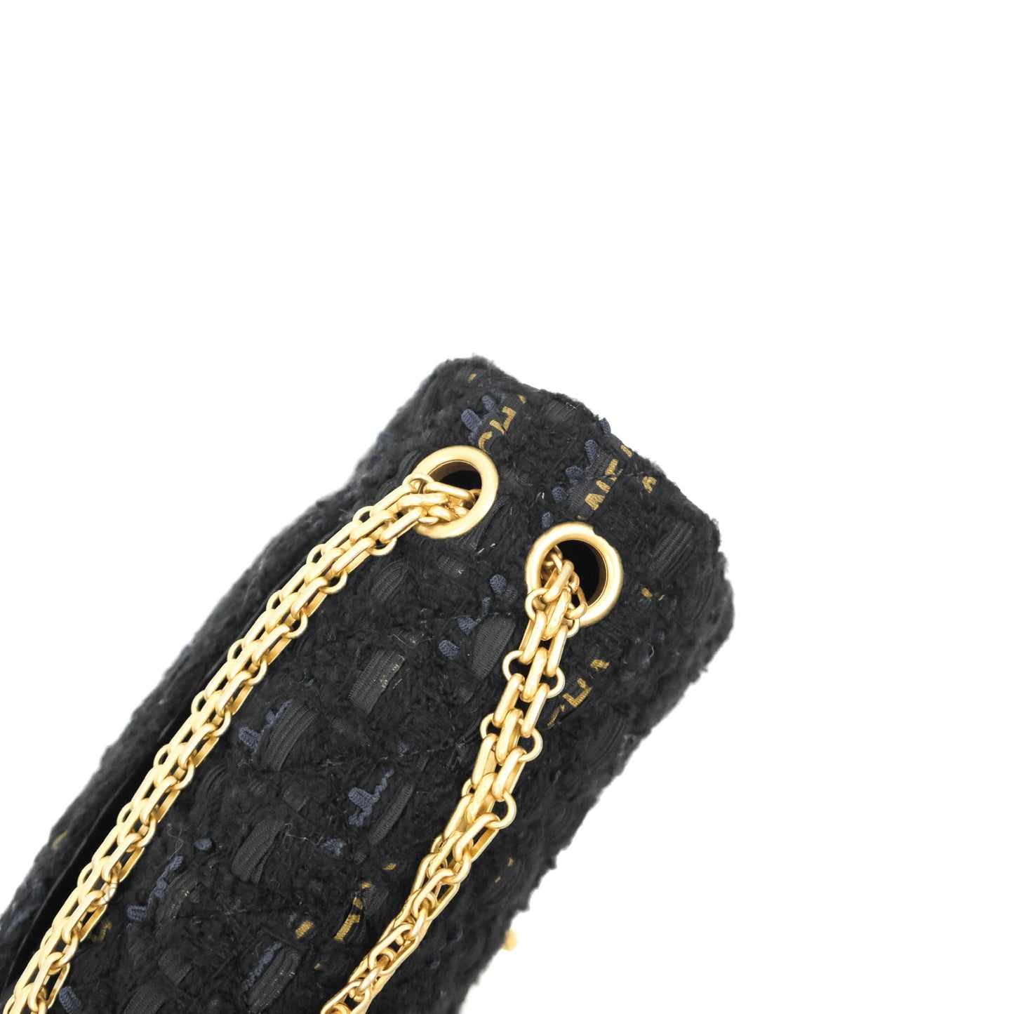 Chanel Mini Reissue 224 Tweed Black Aged Gold Hardware