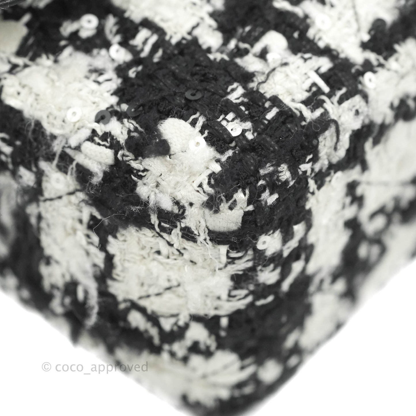 Chanel Quilted M/L Medium Double Flap Black White Tweed Silver Hardware