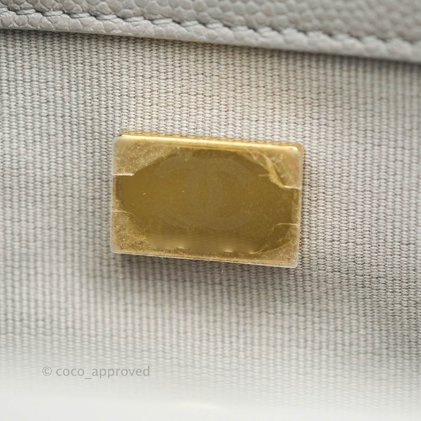 Chanel Flat Quilted Mini Flap Bag Grey Caviar Aged Gold Hardware 21B