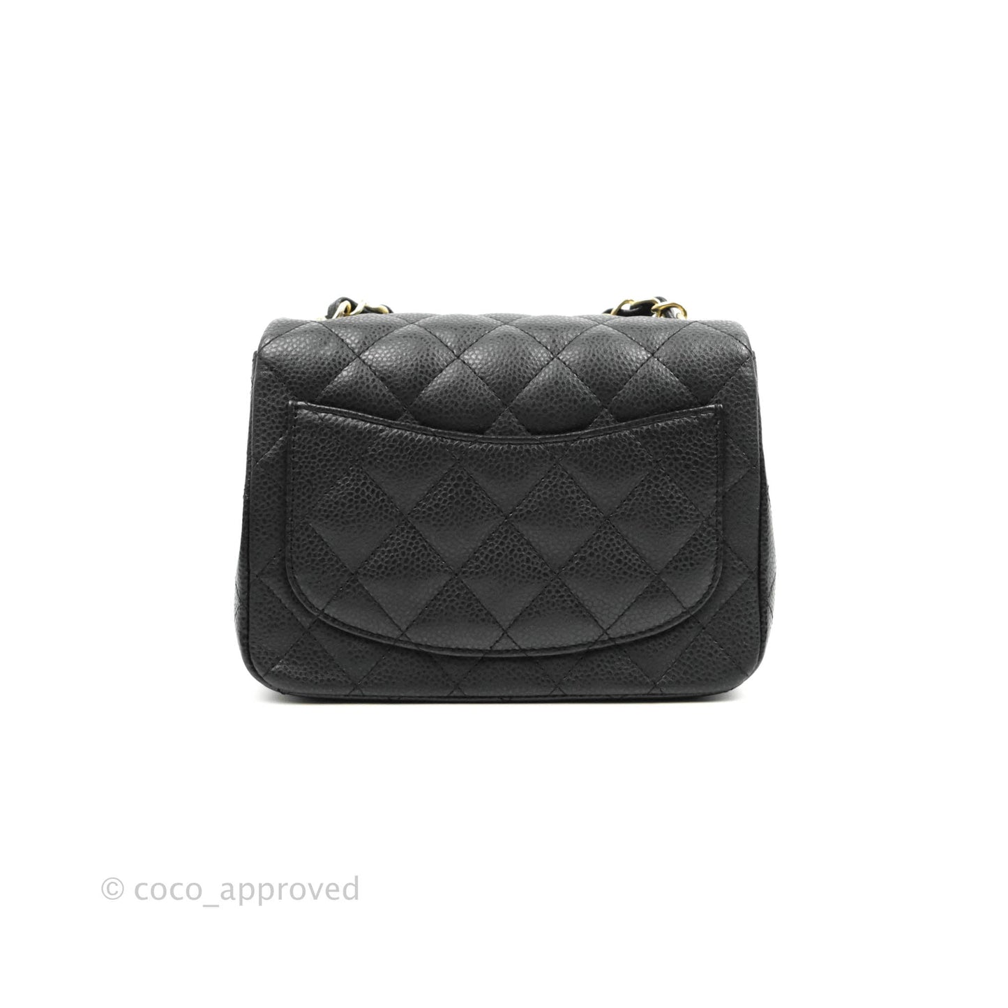 Chanel Quilted Mini Square Iridescent Black Caviar Matte Gold Hardware