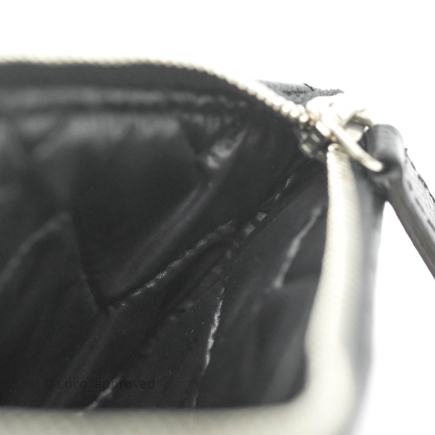 Chanel Chevron Mini O Case Black Caviar Silver Hardware