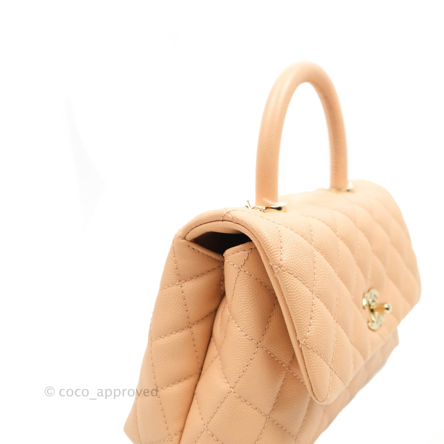 Chanel Mini Coco Handle Light Beige Pink Caviar Gold Hardware