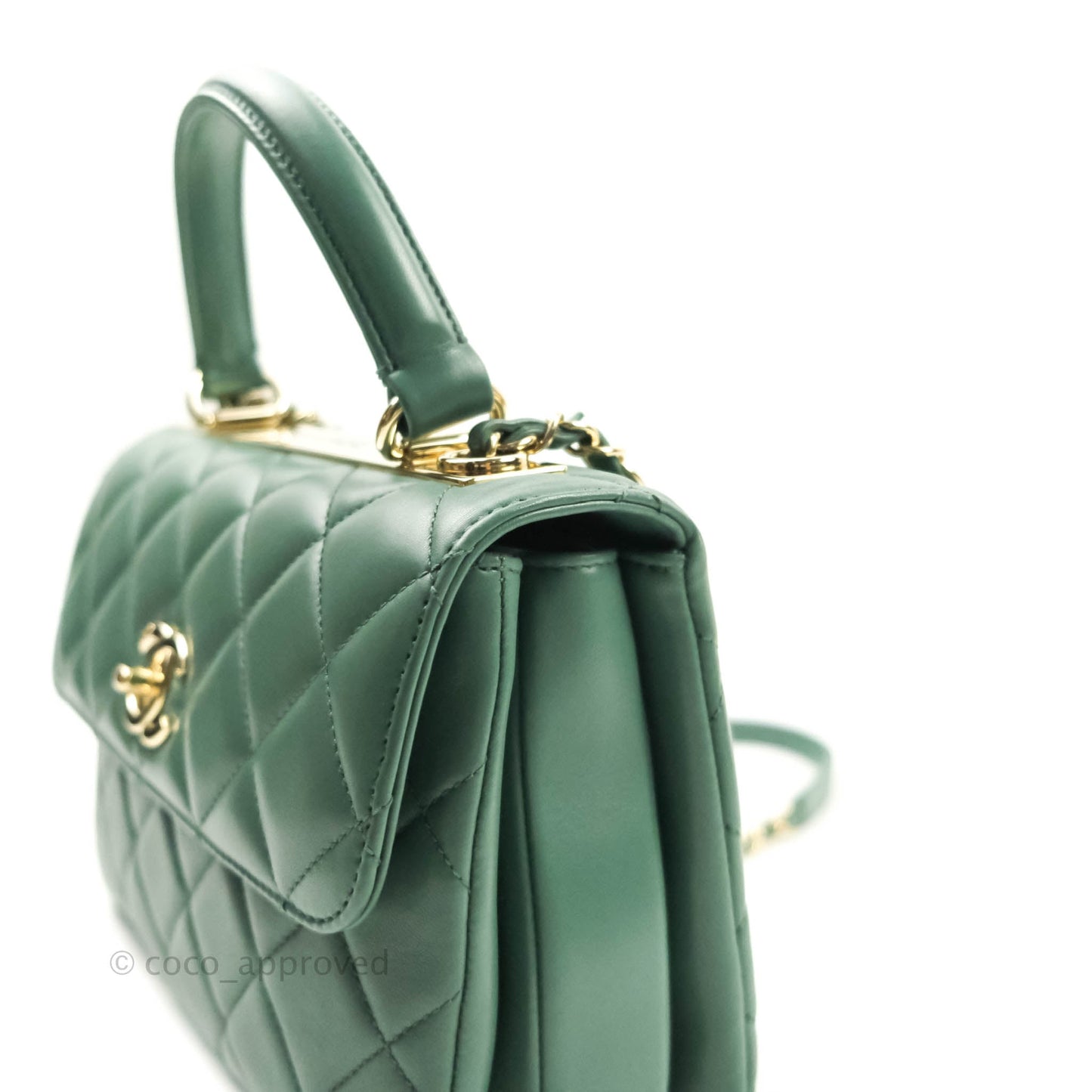 Chanel Quilted Trendy CC Small Green Lambskin Gold Hardware
