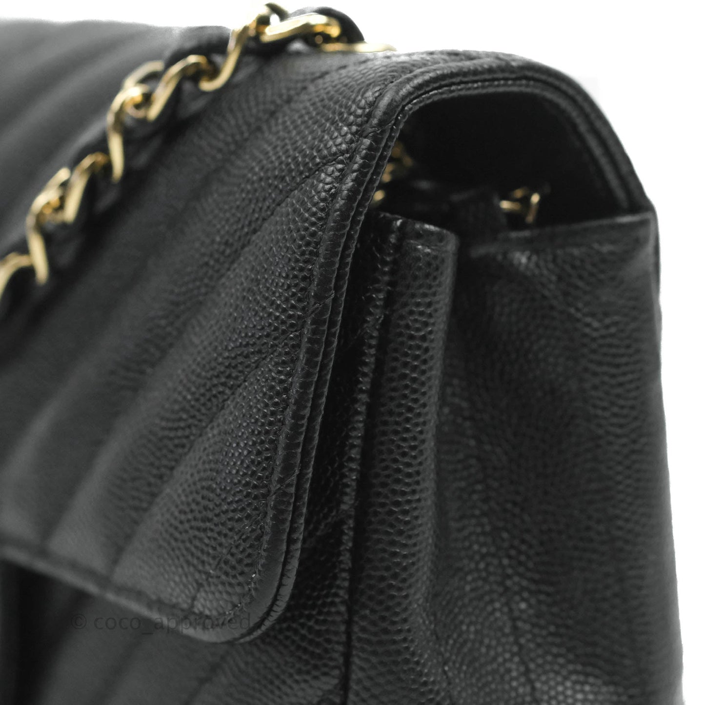 Chanel Chevron Mini Rectangular Flap Black Caviar Gold Hardware 18B