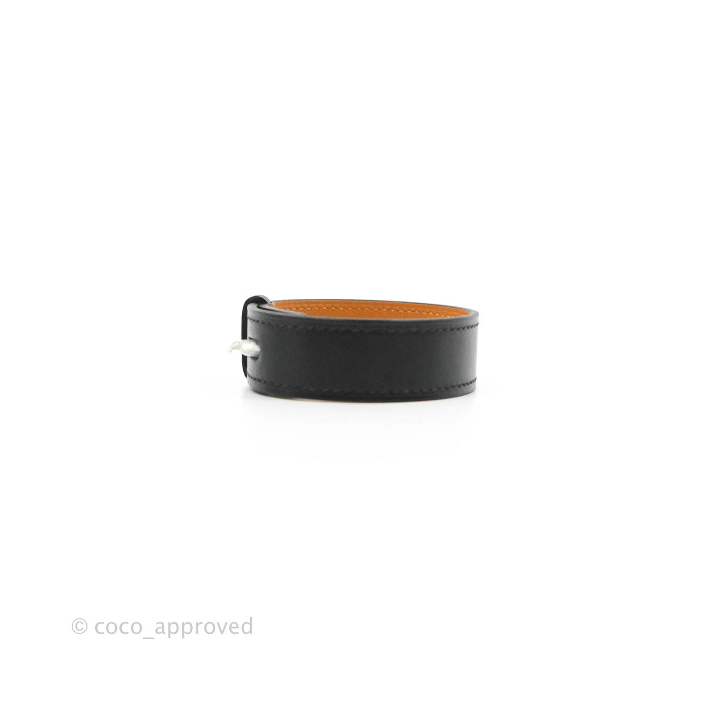 Hermès Panache Bracelet Black Tadelakt Calfskin Palladium Hardware Size T4