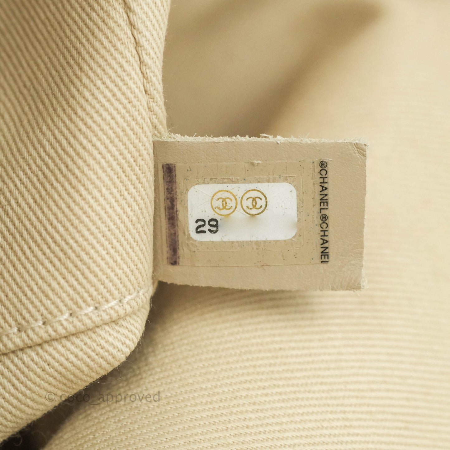 Chanel Large Deauville Light Beige Stripe Canvas Gold Hardware