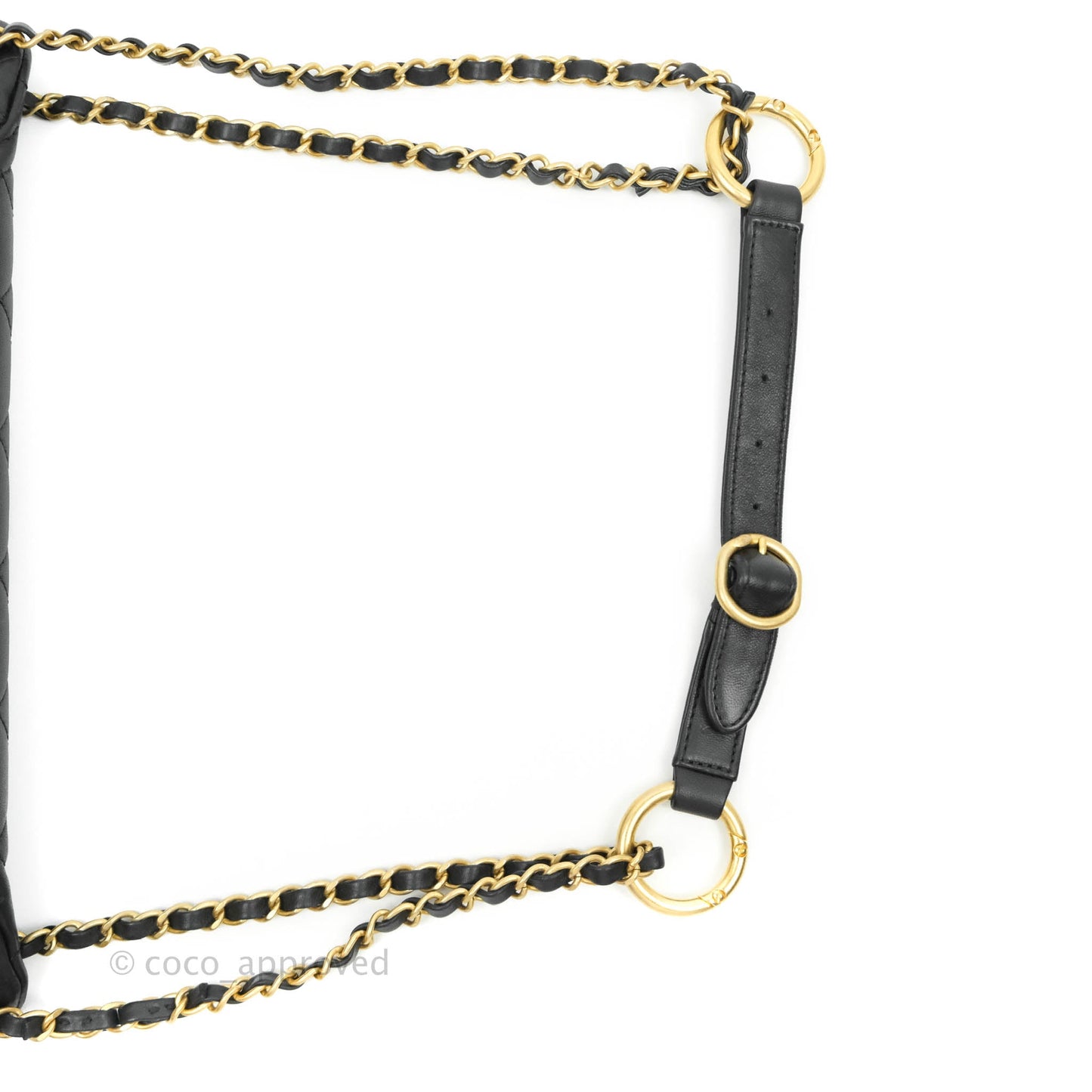 Chanel Quilted All About Chains Waist Belt Bag Black Lambskin Aged Gold Hardware