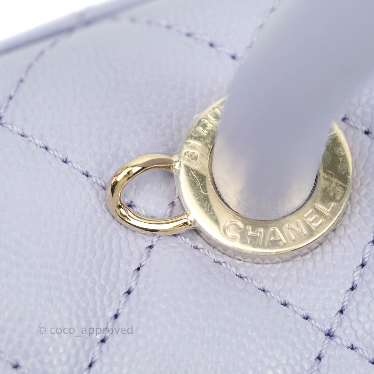 Chanel Mini (Small) Coco Handle Quilted Purple Lilac Caviar Gold Hardware 21K