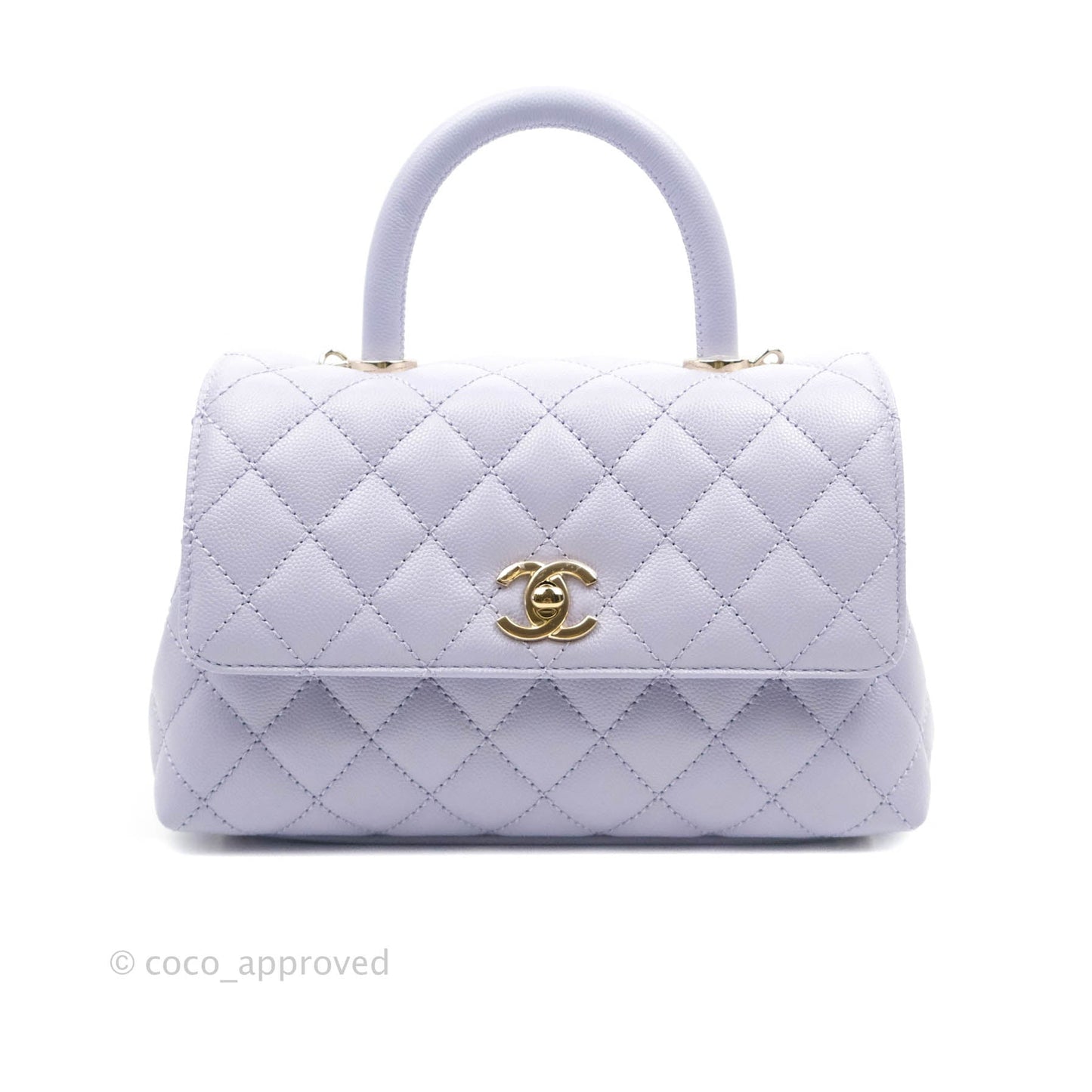 Chanel Mini (Small) Coco Handle Quilted Purple Lilac Caviar Gold Hardware 21K