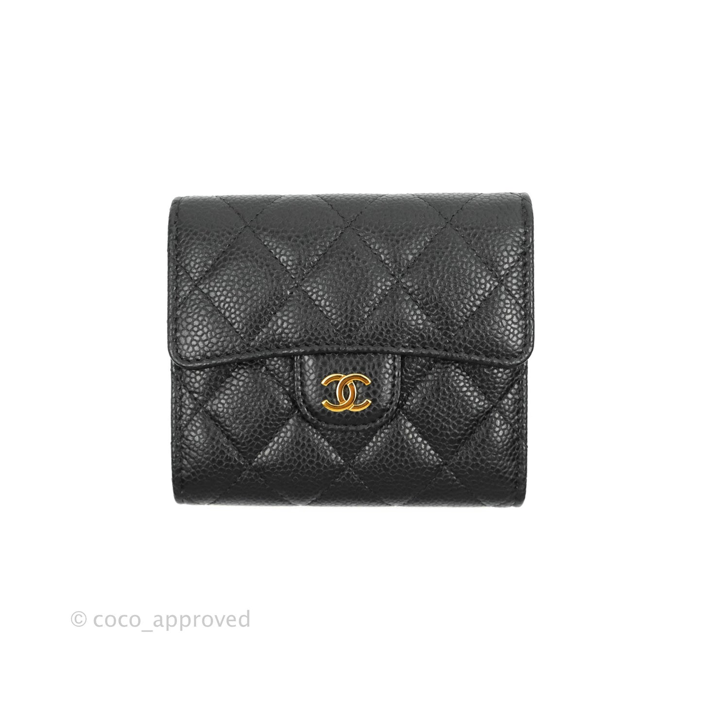 Chanel Classic Flap Wallet Black Caviar Gold Hardware