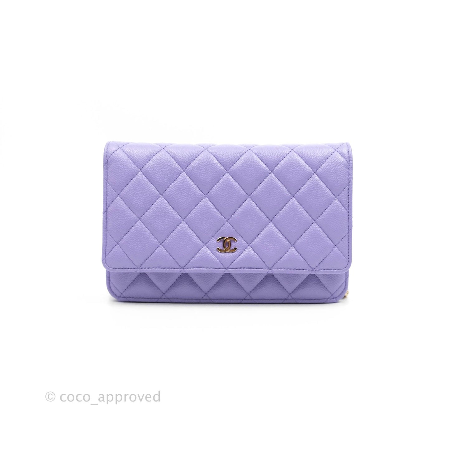 Chanel Quilted Wallet on Chain WOC Purple Caviar Gold Hardware 20S