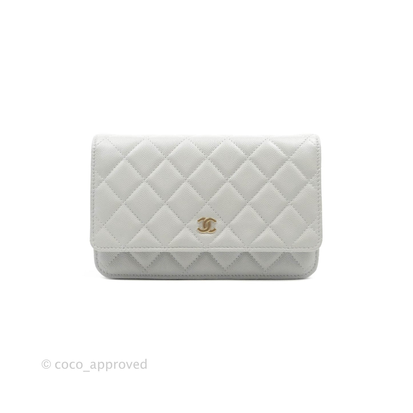 Chanel Quilted Wallet on Chain WOC Grey Caviar Gold Hardware 21A