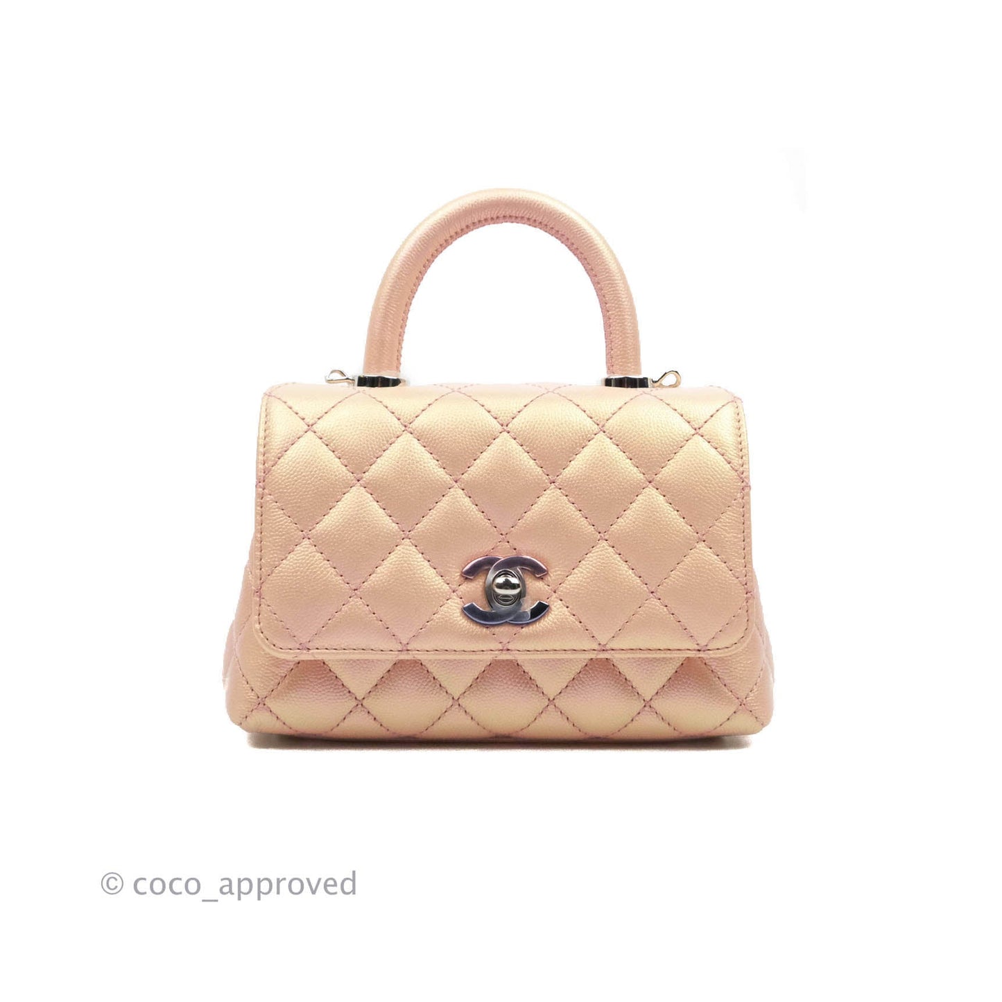 Chanel Extra Mini Coco Handle Iridescent Pink Caviar Rainbow Hardware