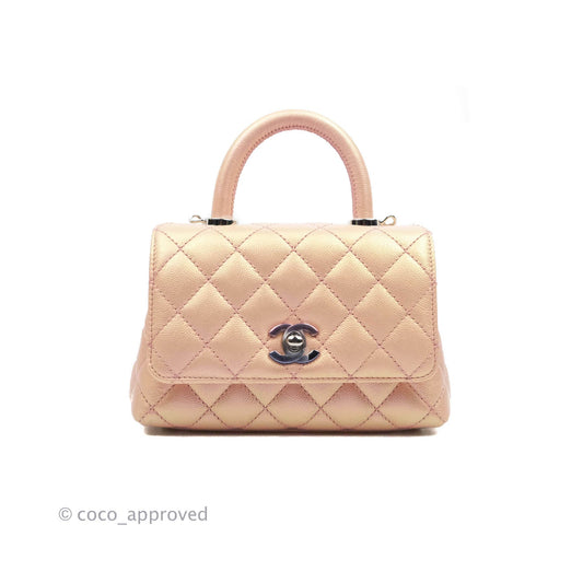 Chanel Extra Mini Coco Handle Iridescent Pink Caviar Rainbow Hardware