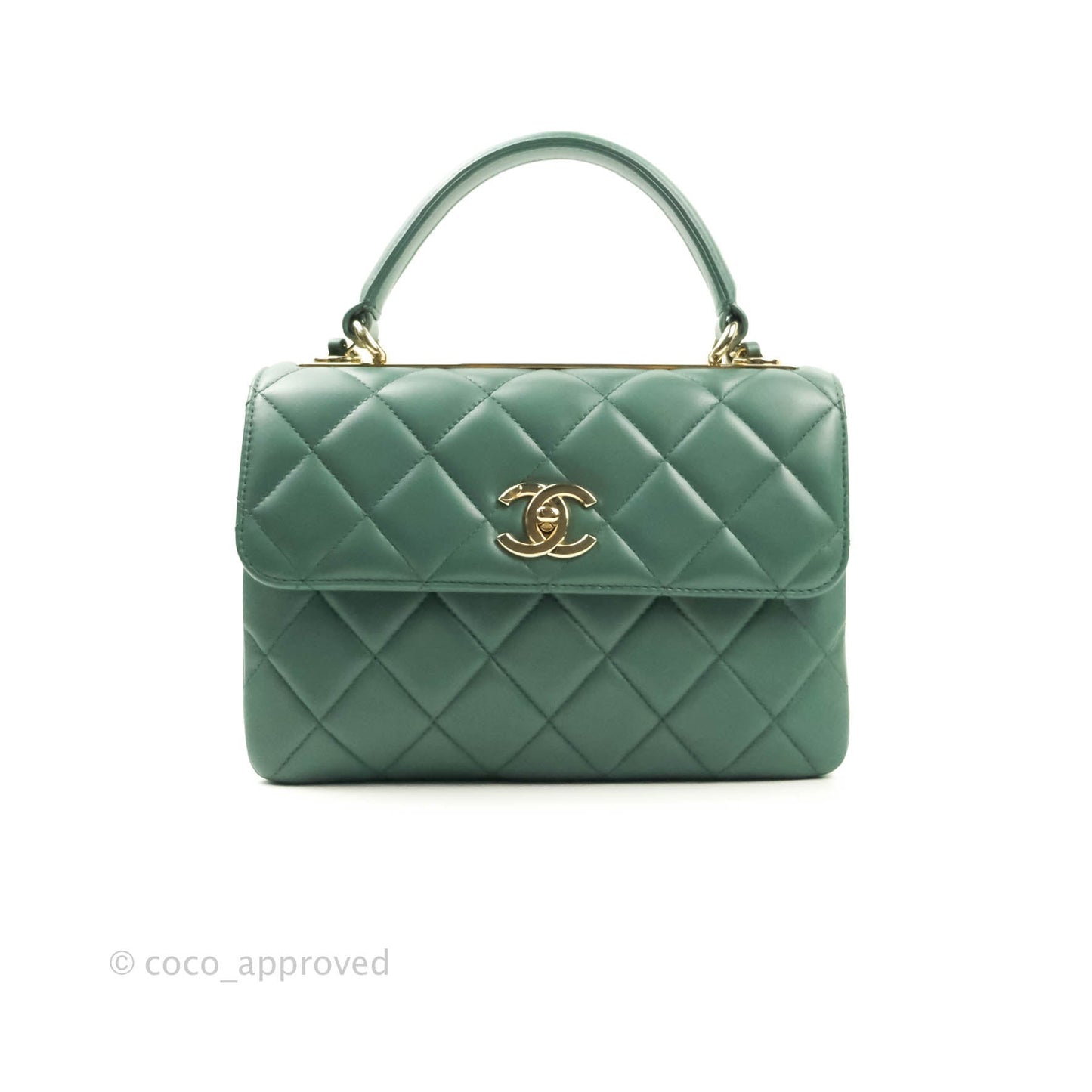 Chanel Quilted Trendy CC Small Green Lambskin Gold Hardware