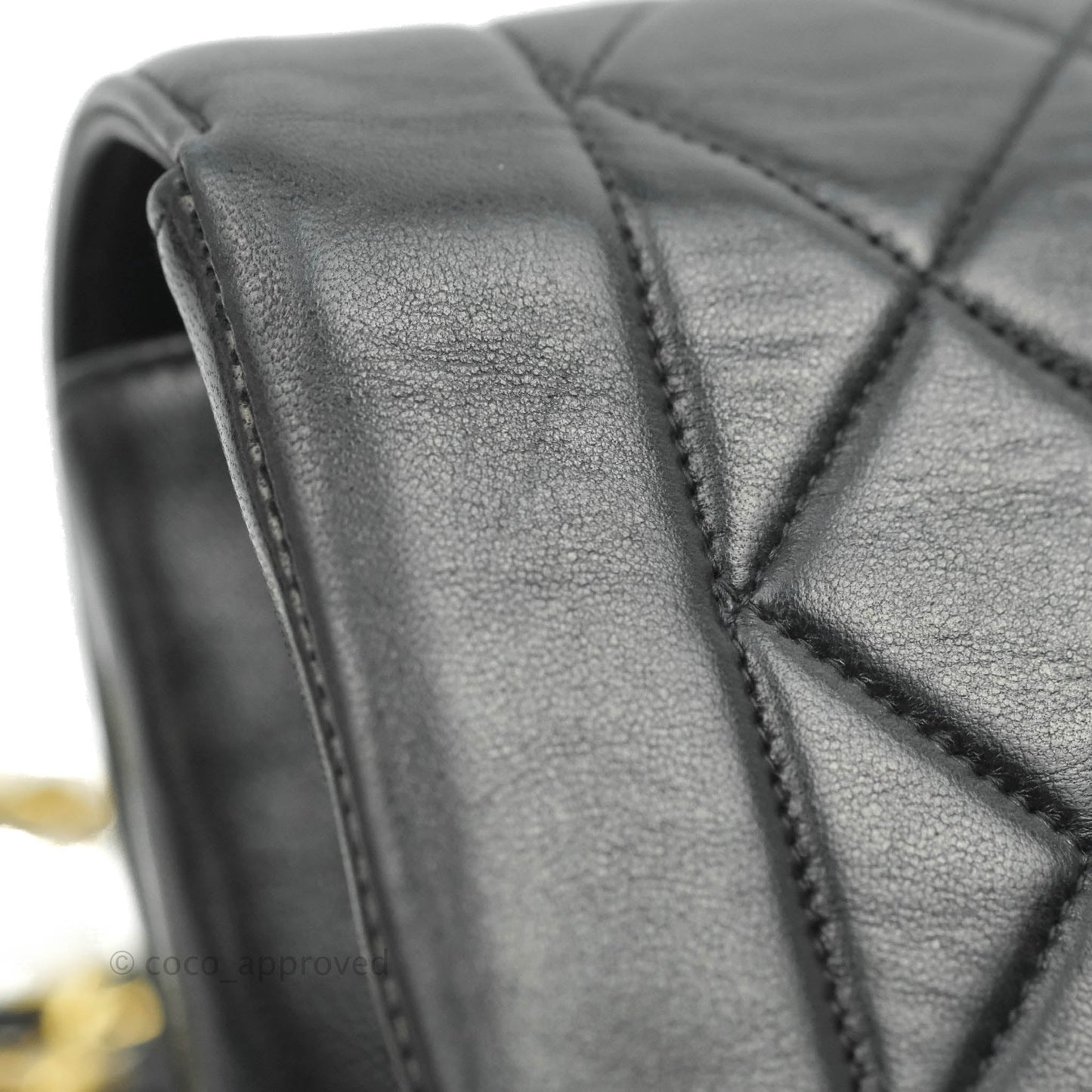 Chanel Vintage Small Classic Diana Flap Bag Black Lambskin 24K Gold Hardware
