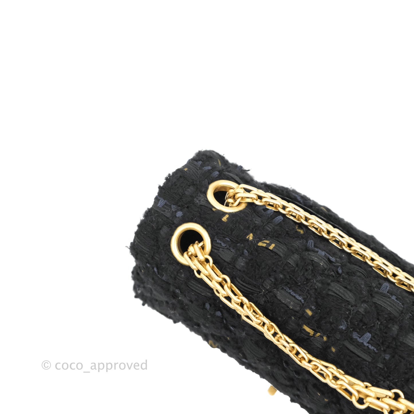 Chanel Mini Reissue 224 Tweed Black Aged Gold Hardware