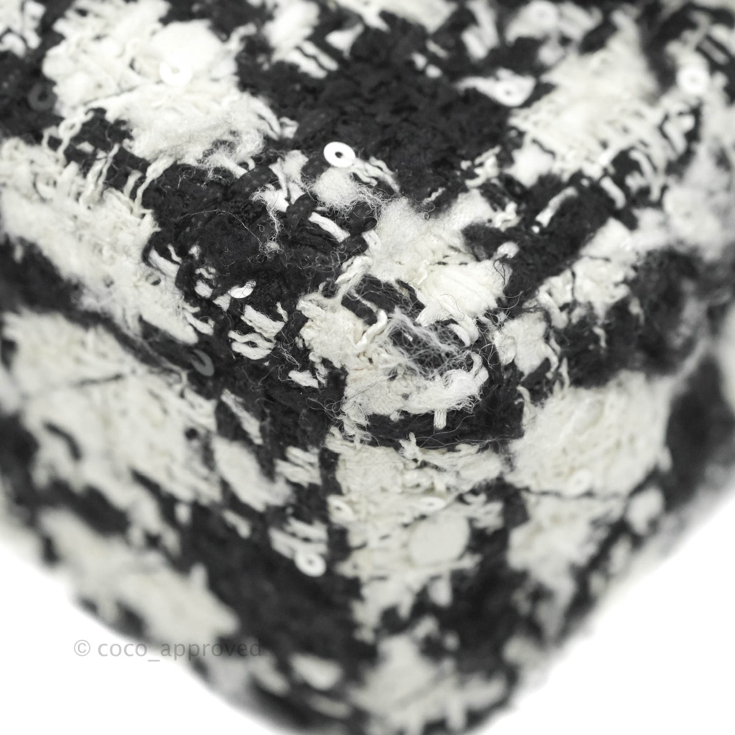 Chanel Quilted M/L Medium Double Flap Black White Tweed Silver Hardware