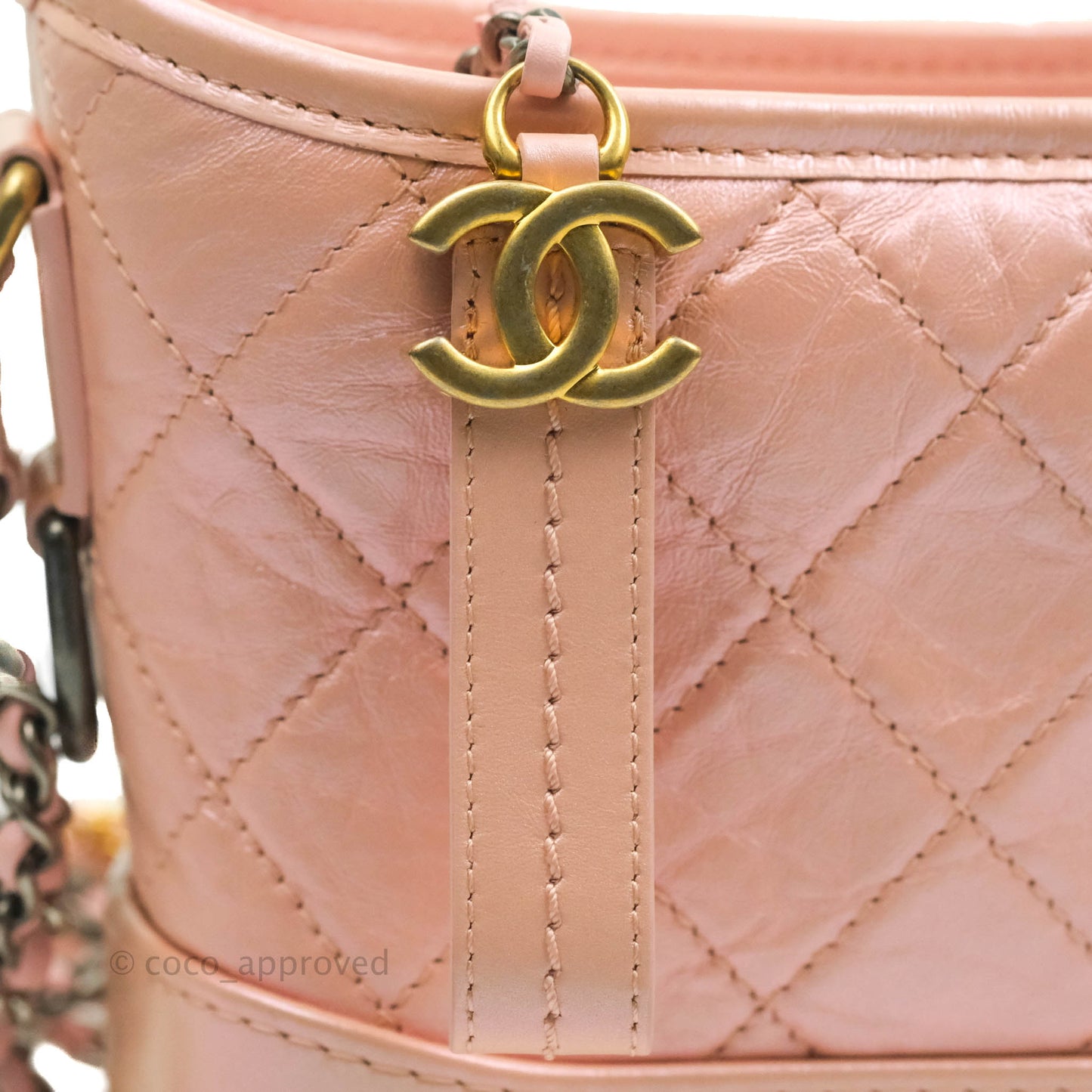 Chanel Small Gabrielle Hobo Iridescent Pink Aged Calfskin Mixed Hardware
