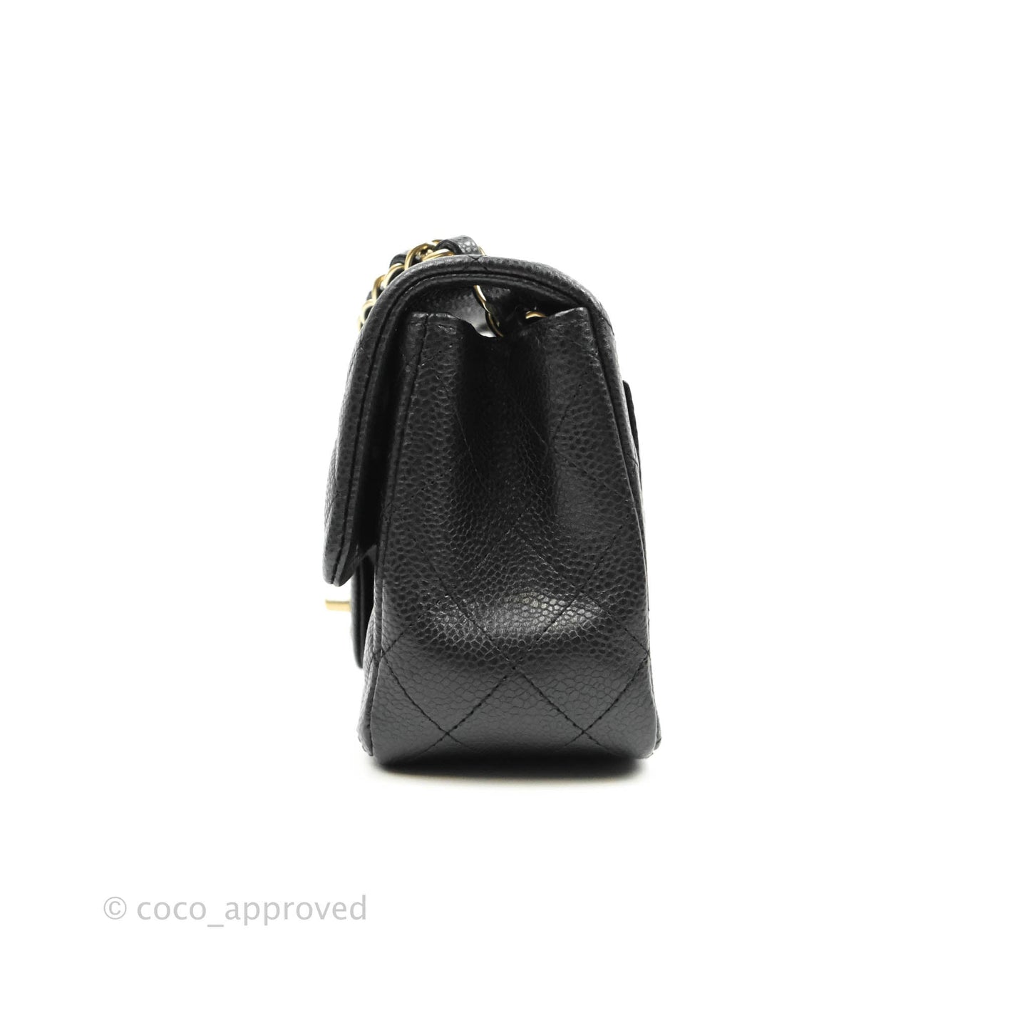 Chanel Quilted Mini Square Iridescent Black Caviar Matte Gold Hardware
