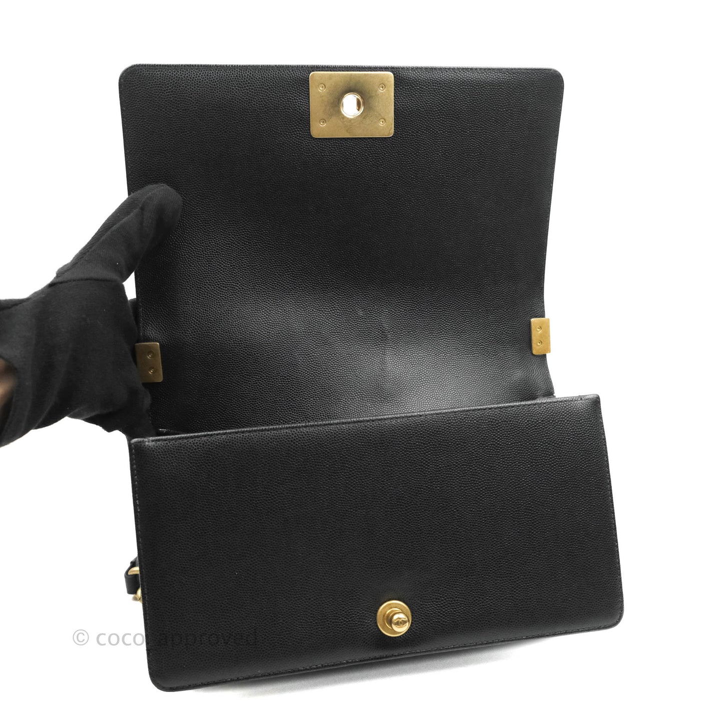 Chanel Medium Quilted Boy Black Caviar Aged Gold Hardware