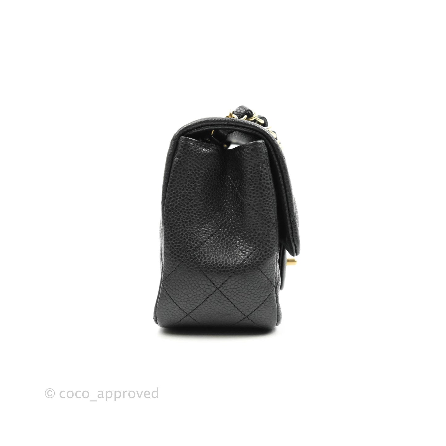 Chanel Quilted Mini Square Iridescent Black Caviar Matte Gold Hardware