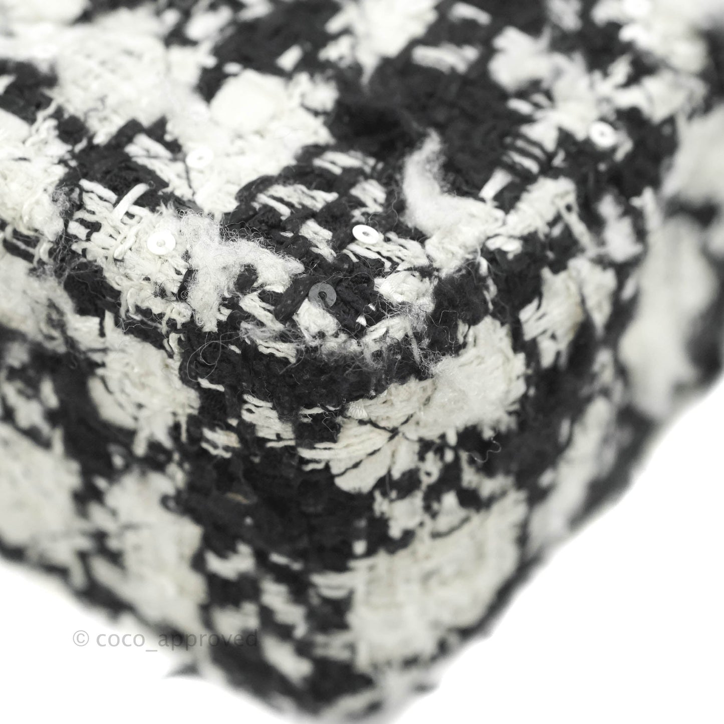 Chanel Quilted M/L Medium Double Flap Black White Tweed Silver Hardware