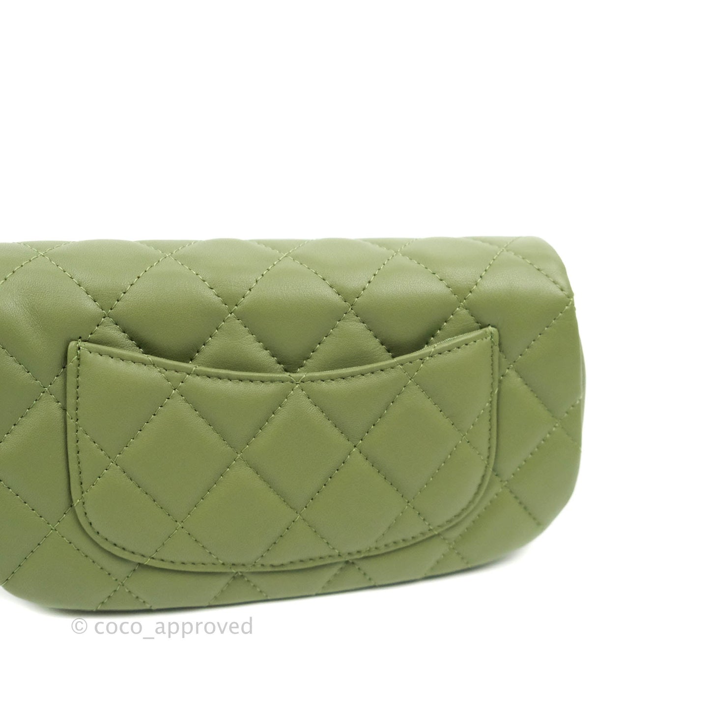 Chanel Clutch with Chain Olive Green Calfskin Aged Gold Hardware