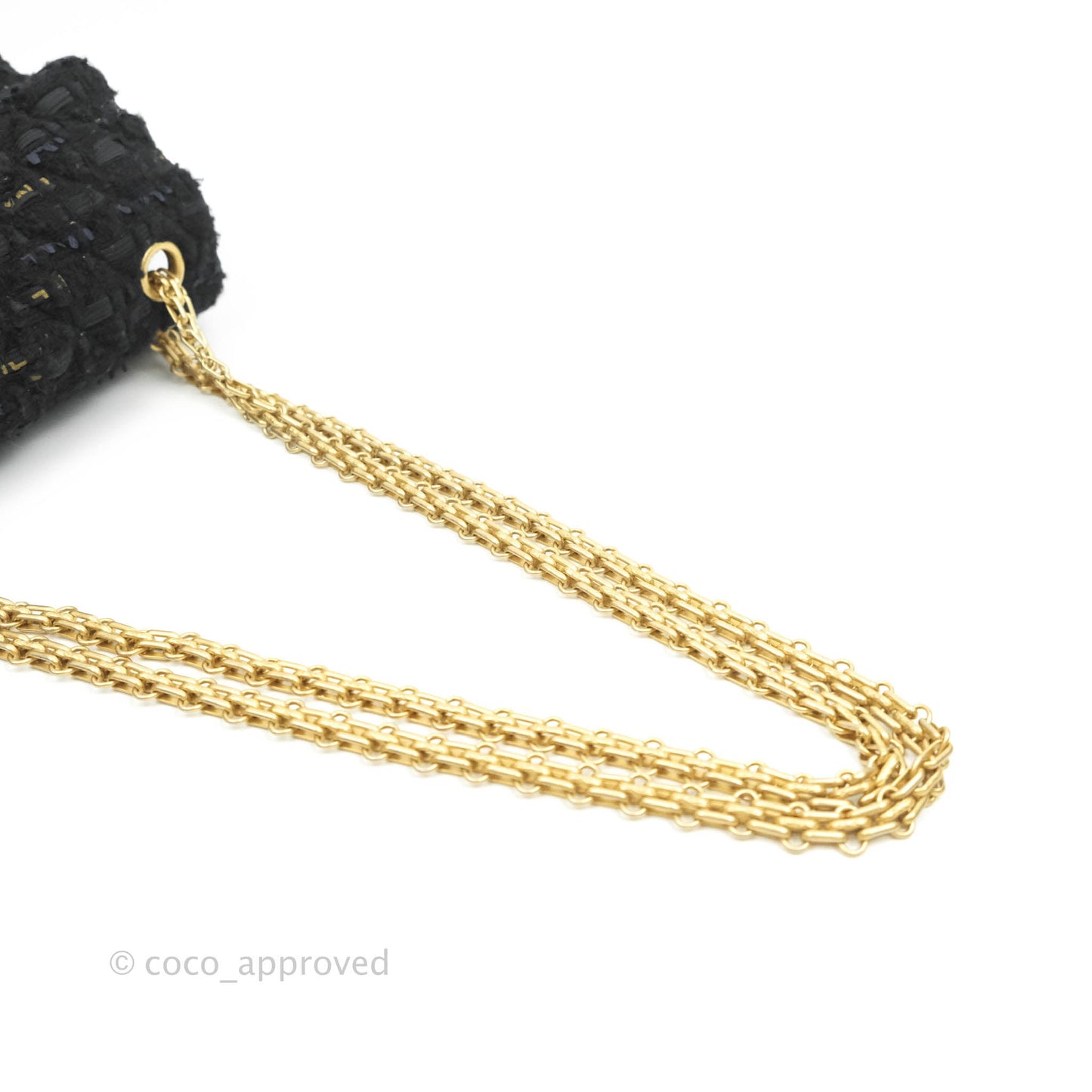Chanel Mini Reissue 224 Tweed Black Aged Gold Hardware